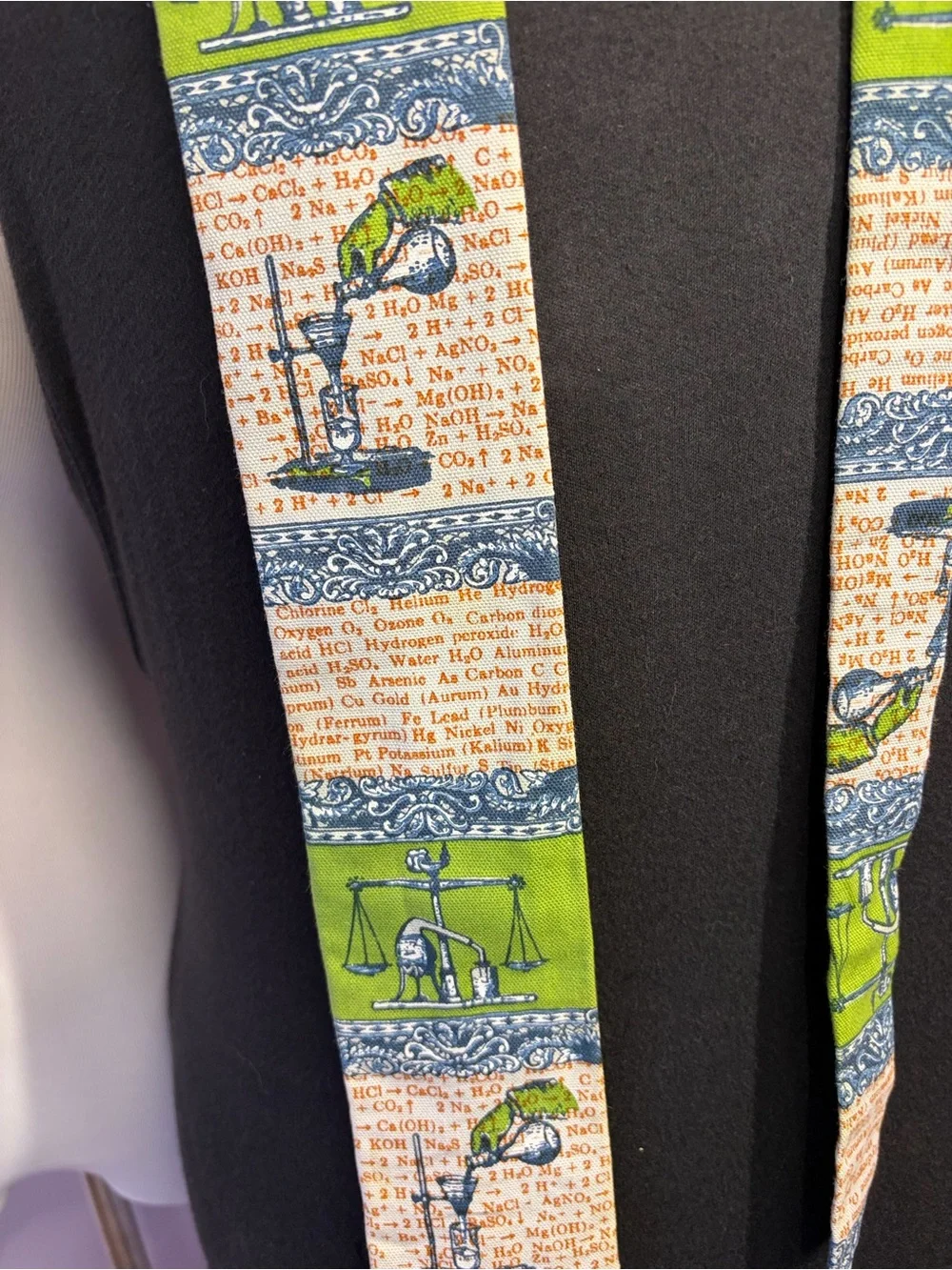 Vintage Rooster Chemistry Square End Tie, Cotton ,Hand Printed